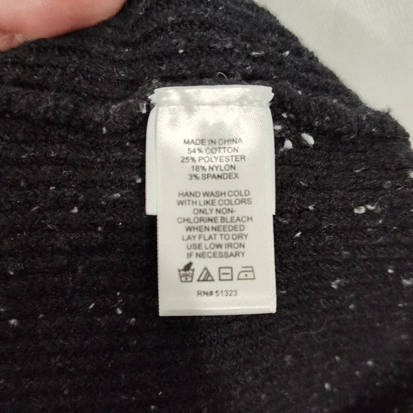 CeCe Black Speckled MockNeck Pullover Sweater Women Size M Knobby Balloon Sleeve - Picture 8 of 9